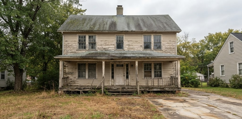 The home before renovation, looking tired and dated